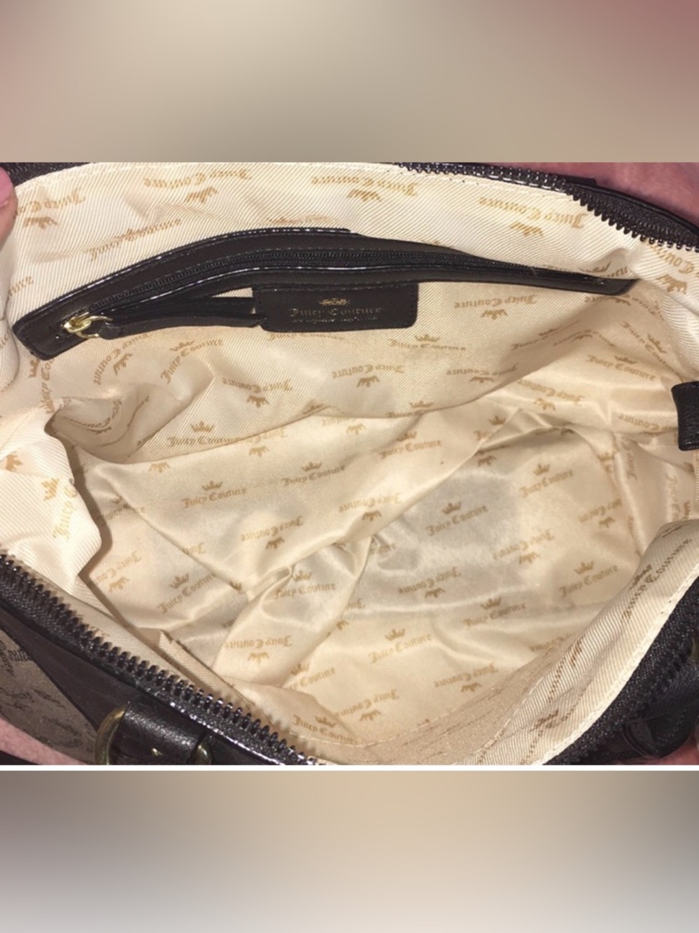 Juicy Couture Black and Tan Monogram Crossbody/Satchel/Tote with Key Charm NWT - Picture 14 of 15